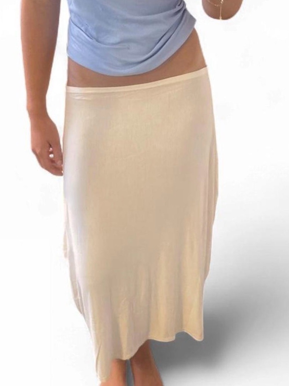 Women's Cream Bias-Cut Midi Skirt